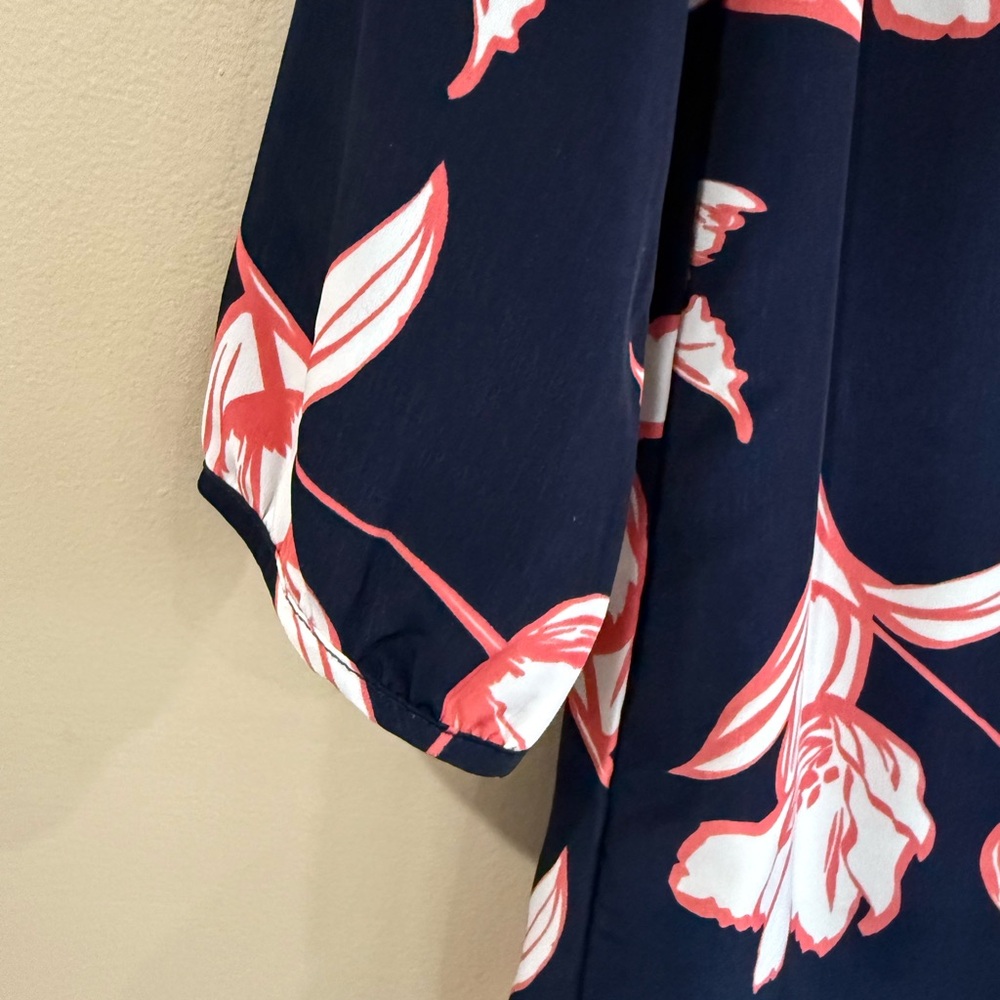 NEW Old Navy Navy Blue Pink White floral Dress XS 3/4 Sleeves - Picture 3 of 10
